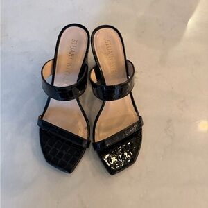Stuart Weitzman Black Patent Leather Mules